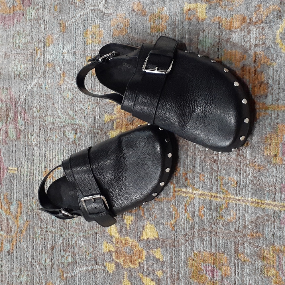 ASOS Studded Mules, in the style of Doc Marten sling back clogs